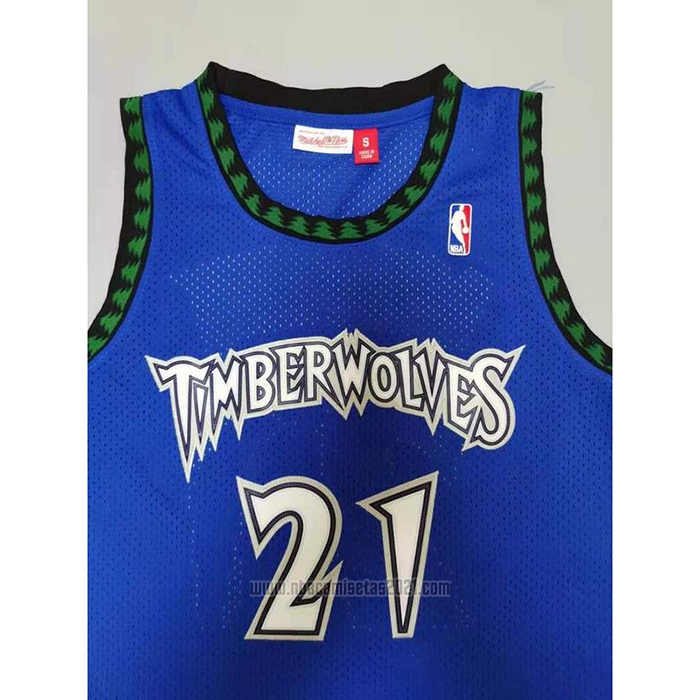 Camiseta Minnesota Timberwolves Kevin Garnett #21 Hardwood Classics Throwback 2003-04 Azul